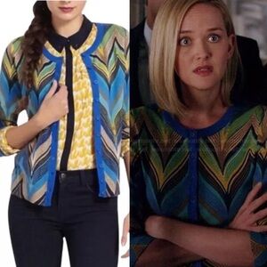 ANTHROPOLOGIE Tabitha Seared Chevrons Cotton CARDIGAN Sweater  As Seen On TV